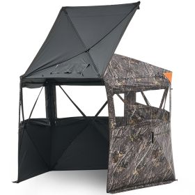 Hunting Blind, 6-7 Person Ground Blinds with Carrying Bag, Portable Camouflage Tent, Reinforced Durable Concealed Shelter with Silent Zipper Door and