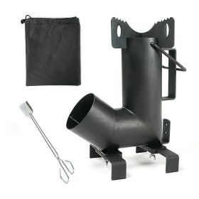 HAWOK Wood Burning Rocket Stove, Camping Rocket Stove with Fireplace Tongs & Storage Bag, Ideal for Outdoor Camping, Picnic, BBQ, Hunting, Fishing