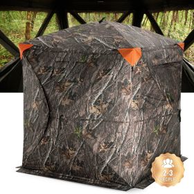 Hunting Blind, 270° See Through Ground Blind, 2-3 Person Pop Up Deer Blind for Hunting with Carrying Bag, Portable Resilient Hunting Tent, 3 Horizonta