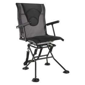 Hunting Chair, 360° Silent Swivel, Foldable Portable Blind Chair, Heavy-Duty Steel Frame Ground Stool Seat, with Armrests, Adjustable Carry Strap, Ant