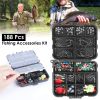 188PCS Fishing Accessory Kit - Includes Hooks, Sinker Weights, Lures, Swivels & More, Premium Corrosion-Resistant Material with Tackle Box for Easy St