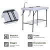 Camping Table 50 with Sink Faucet Stainless Steel Basins Fish Cleaning