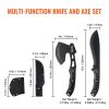 VEVOR Hunting Knife and Hatchet Axe Combo Set with Sheath, Fixed Blade Tactical Knife and Camping Axe, Stainless Steel Survival Knife and Camping Hatc