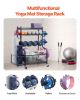 Yoga Mat Storage Rack, Powder Coated Finish Steel Yoga Mat Holder, Home Gym Workout Equipment Organizer with Hooks & Wheels, Weight Rack for Foam Roll
