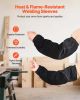 Flame Resistant Welding Work Sleeves, Heavy Duty Cowhide Leather & FR Cotton Arm Protection Sleeves for Men Women - with Elastic Cuffs for Welding, Bl