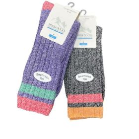 Men's Colorful Crew Socks for Hunting, Hiking, Outdoors (Color: Assorted (Black/Purple))