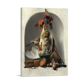 Still Life with Birds and Hunting Gear in a Niche 1633 (Type: Standard Framed Canvas Print, size: 16" x 12" / 42cm x 30cm (approx))