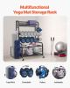Yoga Mat Storage Rack, Home Gym Workout Equipment Organizer, Powder Coated Finish Steel Yoga Mat Holder with Hooks & Wheels, Weight Rack for Dumbbell,
