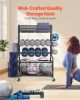 Yoga Mat Storage Rack, Home Gym Workout Equipment Organizer, Powder Coated Finish Steel Yoga Mat Holder with Hooks & Wheels, Weight Rack for Dumbbell,